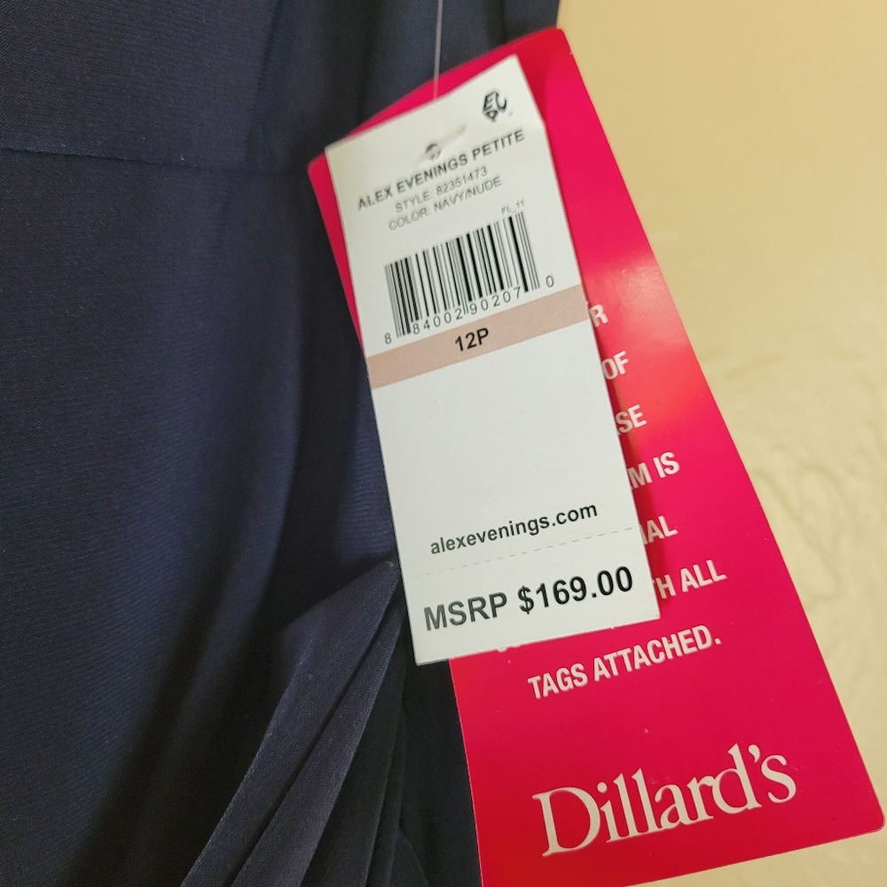 Alex Evening Petite Gown Navy Sz 12P NWT - Picture 11 of 11